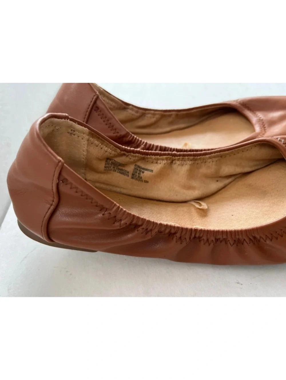 Time and Tru Scrunch Ballet Flats 8.5 M Glove Soft Chestnut Brown Leatherette